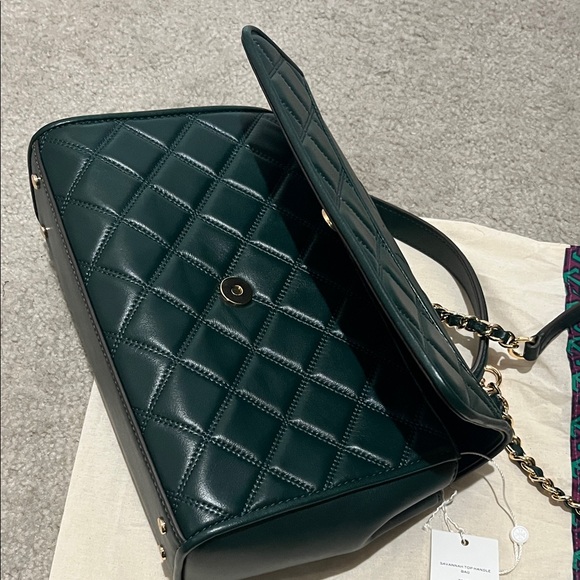 Tory Burch Dark Green Quilted Shoulder Bag - Picture 7 of 11